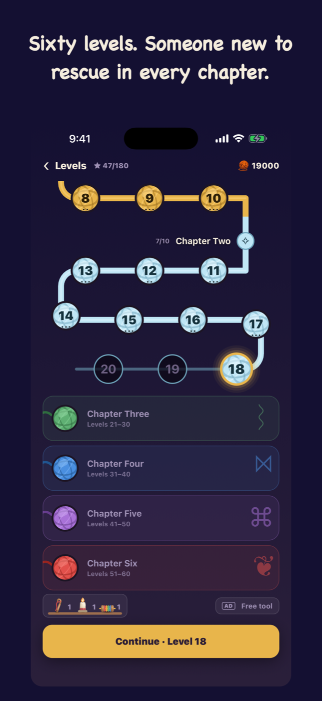 The level map for chapter two of Yarn Story.