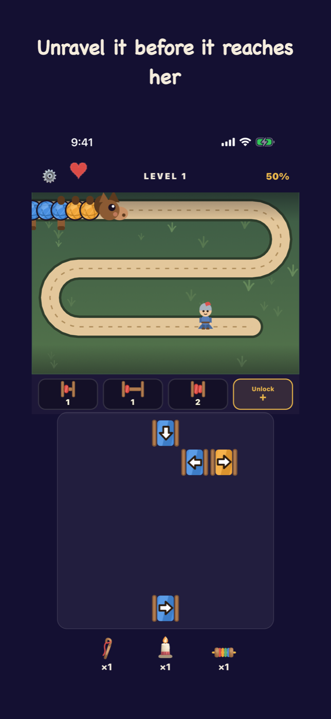 Level one of Yarn Story, teaching the first slide.